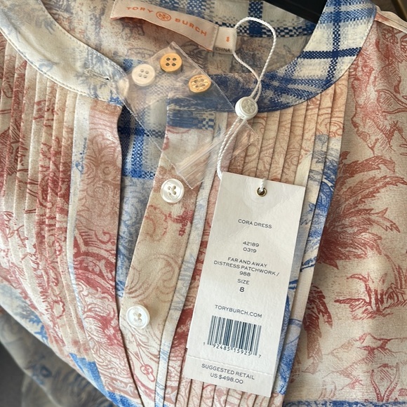 $498 NEW TORY BURCH Silk Patchwork shirt dress 8 - Picture 12 of 14